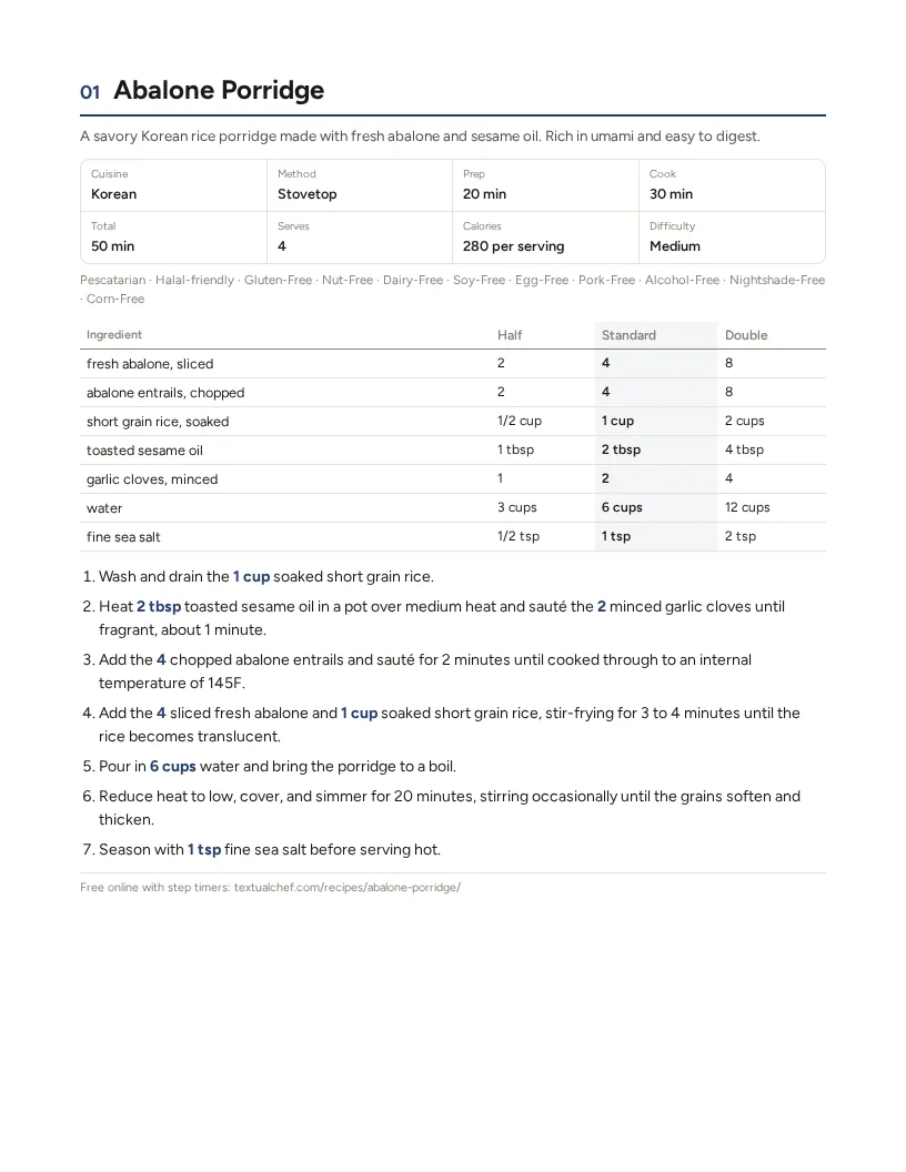 Sample page: Abalone Porridge