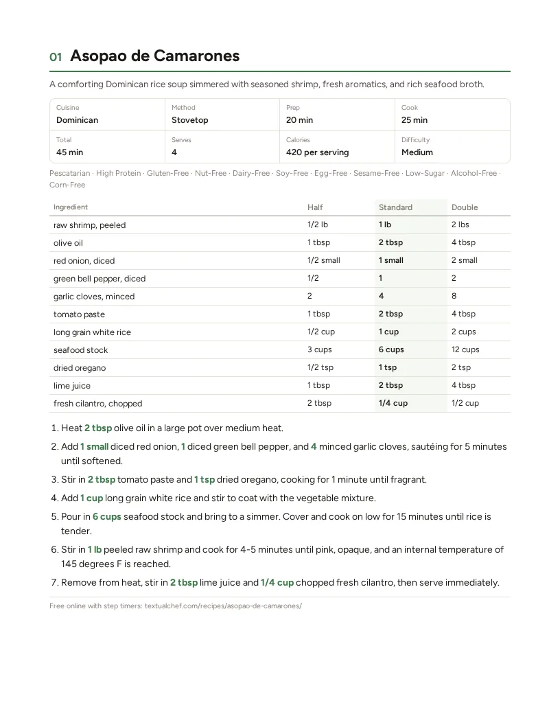 Sample page: Asopao de Camarones