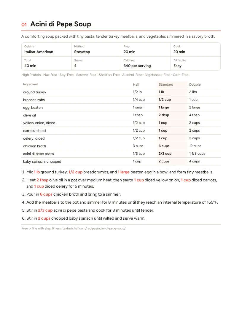 Sample page: Acini di Pepe Soup